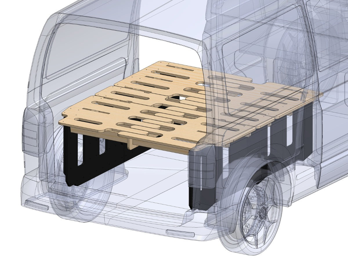CAD Drawing of the design structure of the FMR and how it sits within transit vans.