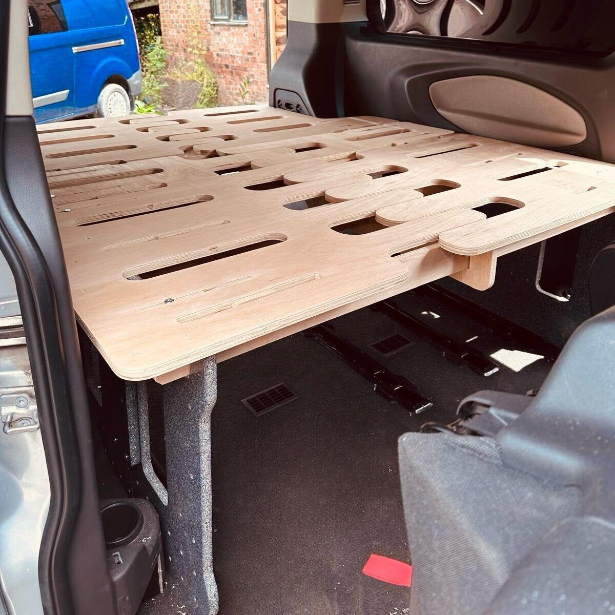 Close up of the sustainable wood and materials used to manufacture the Orbvans campervan conversion kits.